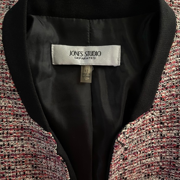 Jones Studio Separates, Black/Red Multi Color Long Sleeve Blazer/Jacket Sz 12 - Picture 2 of 9